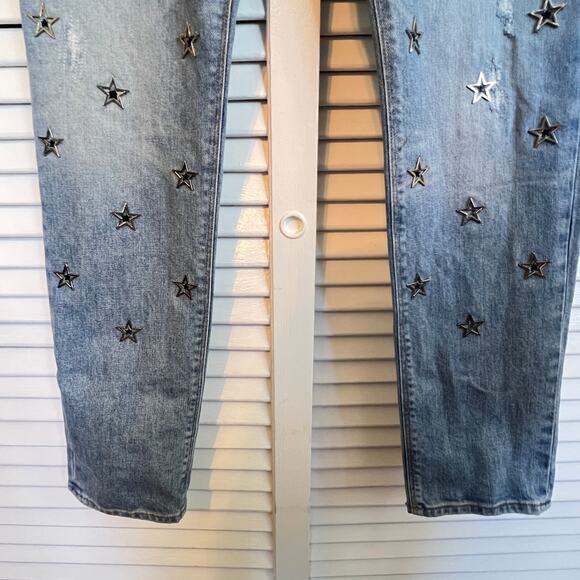 HUDSON Women's Jeans Size 26 Riley Crop Relaxed Straight Jeans Button Fly Stars - Picture 7 of 14